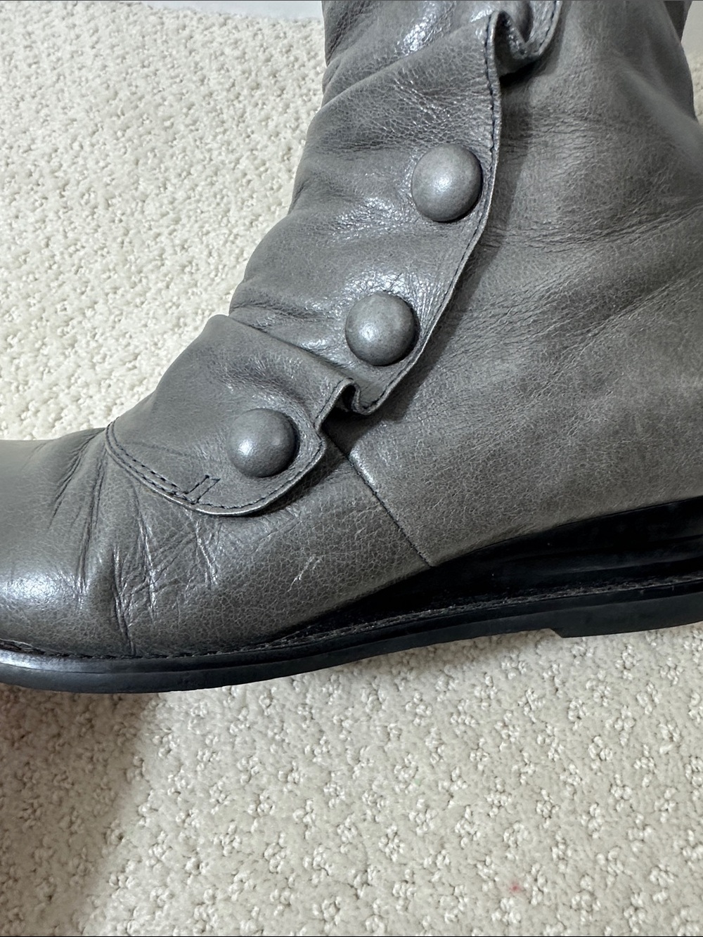 Miz Mooz Bloom Bobbie-Style Leather Wedge Button Boots Gray 8M - Picture 13 of 16